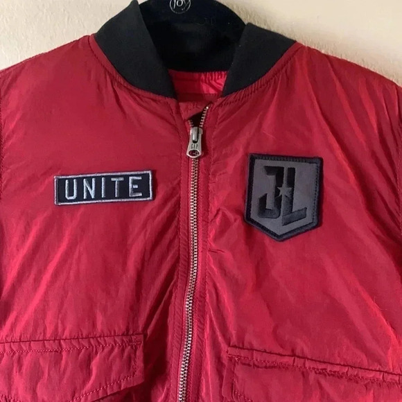 Gap NWT GapKids DC Justice League flight jacket, Red Size Medium - Picture 4 of 7